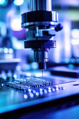 Poster - A detailed view of a microscope on a table, ready for use