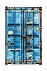 Poster - A close-up shot of a blue shipping container with no additional context