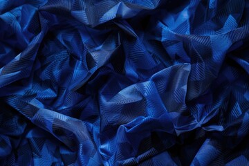 Poster - A high-quality close-up shot of a blue silk material, ideal for fashion or textile-related projects