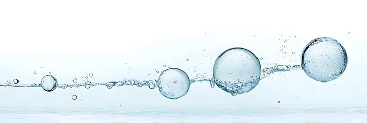 Poster - Transparent and buoyant bubbles gently rising in a calm clear aquatic backdrop suggesting purity freshness and the rejuvenating properties of skincare and wellness products