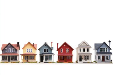Poster - A collection of vibrant homes on a clean white surface, perfect for use in designs and presentations