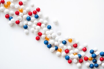 Sticker - Colorful candy balls arranged on a white surface