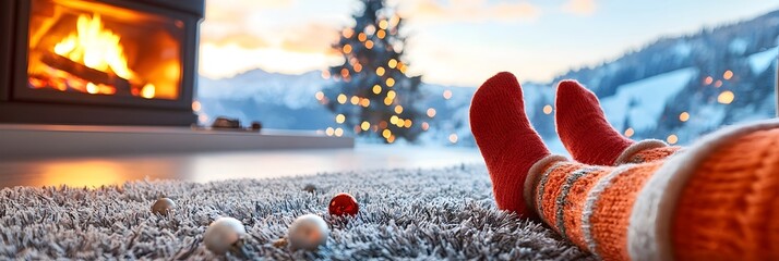 Poster - Warm and inviting living room with a cozy fireplace centerpiece creating a comfortable and relaxing atmosphere for family and friends to gather