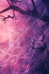 Aufkleber - Close-up photo of a spider web on a tree branch, great for outdoor or nature-themed designs