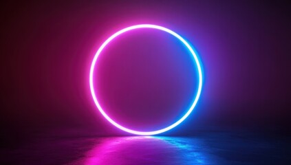 Wall Mural - Neon Circle in Purple and Blue