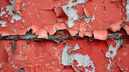 Poster - A close-up shot of peeling paint on a wall, perfect for depicting decay and neglect