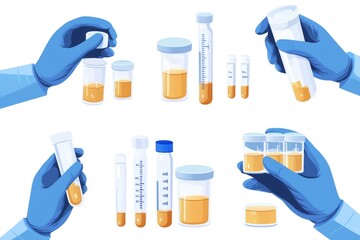 Aufkleber - Group of scientists conducting lab experiments with test tubes and gloves, suitable for educational or scientific purposes