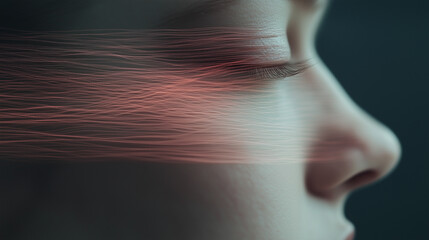 Poster - A blurry face with red streaks on it