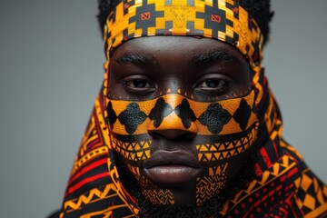 Poster - Close-up shot of a person's face with paint or makeup, suitable for creative projects and artistic expressions