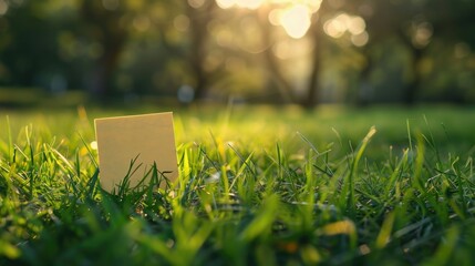 Aufkleber - A single sheet of paper rests atop a vibrant green meadow