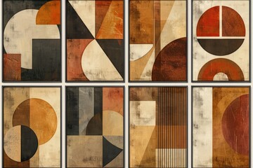 Poster - Six unique abstract art pieces featuring various shapes and colors
