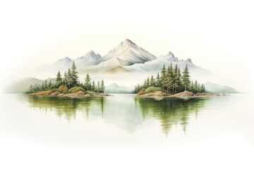 Sticker - Lake wilderness landscape mountain.