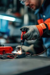 Poster - A person working on heavy equipment, possibly in an industrial setting