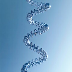 Fototapete - Spiral DNA double helix structure on blue background.