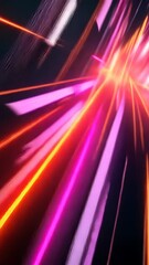 Wall Mural - Converging light trails create a vibrant abstract background animation, showcasing dynamic motion and colorful energy