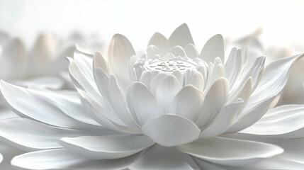 Canvas Print - 3D Mindfulness Lotus Border Design - Close-up of Intricate White Lotus Flower Frame for Janeiro Branco Messaging - Isolated on White Background for Mental Health Awareness Content