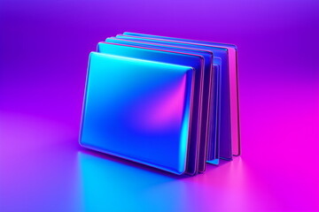 Aufkleber - Gradient 3d documents folder, futuristic isolated neon background design layout, office supplies