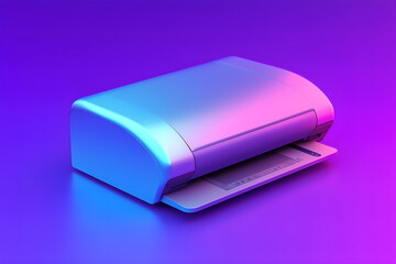 Aufkleber - Gradient 3d printer, futuristic isolated neon background design layout, office supplies