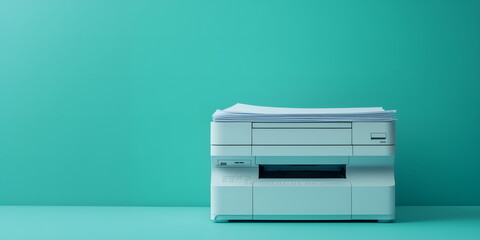 Aufkleber - Printer, isolated on green background design layout with copy space, office supplies