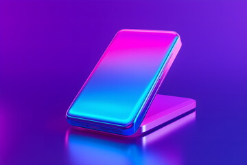 Aufkleber - Gradient 3d smartphone, futuristic isolated neon background design layout, office supplies