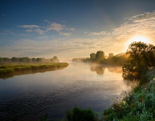 Wall Mural - morning on the river