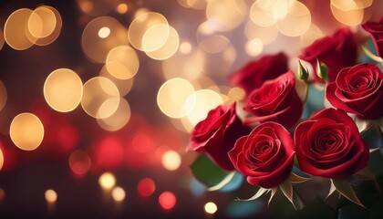Wall Mural - red roses with a festive bokeh background
