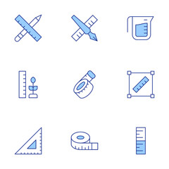 Poster - Measure icons set. Line Duotone style, editable stroke. height, tape measure, size, tools, water, ruler, measuring tape, growth, edit tool