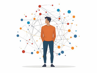 Wall Mural - Flat Quantum Probability Voter Concept: Visualizing Voter Choices as Quantum Probability Fields with Decision Tree Overlays in a Simple Vector Style