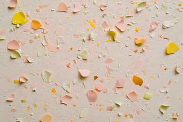Poster - Colorful Confetti and Streamers Pattern on Festive Background with Ample Copy Space