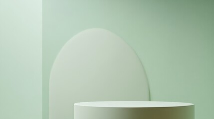 Aufkleber - Monochromatic Minimalist Pastel Green Podium with Diffused Lighting and Smooth Shadows