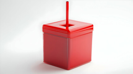 Sticker - 3D Glossy Ballot Box with Fundraising Thermometer Concept - Medium Shot with Copy Space for Donation Goals - Icon on White Background