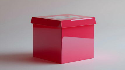 Poster - 3D Glossy Ballot Box with Policy Papers | Medium Shot, Camera Rotation, Transparency Effect, Large Copy Space | Ideal for Voter Education Content | Icon on Isolated White Background