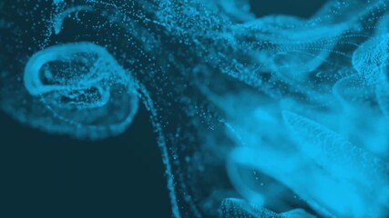 Wall Mural - Abstract blue particles swirling in dark background.