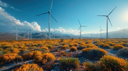 Wind Turbines in a Field of Flowers