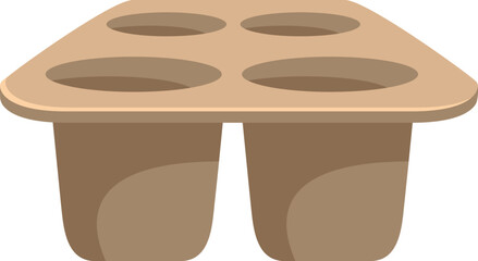 Poster - Empty disposable tray for takeaway beverages holding four paper cups for hot drinks