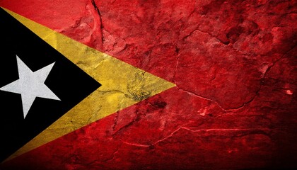 古いビンテージの東ティモールの国旗(Old grunge vintage Timor-Leste flag.)
