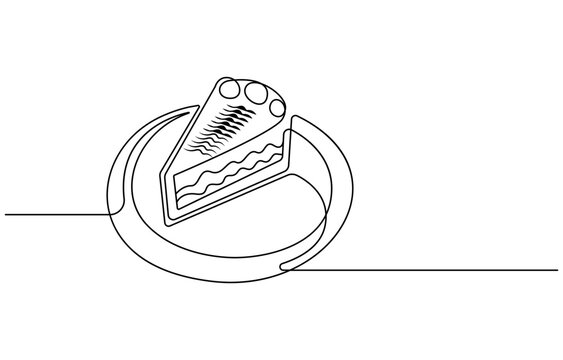 Continuous line drawing of a birthday cake with candle,Continuous Line Drawing of Happy Birthday Icon. Hand Drawn Symbol Vector Illustration, one continuous line drawing of birthday cake

