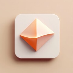 A minimalistic geometric design featuring a soft orange pyramid shape on a light background. 3d model mobile application icons