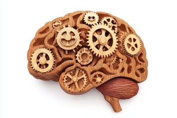 illustration human brain with gears