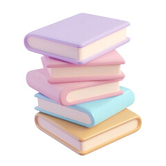 Wall Mural - stack of pastel colorful books 3d render icon isolated on transparent background cutout