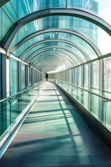 Poster - Sleek Glass Skywalk with Steel Structure and Clear Views