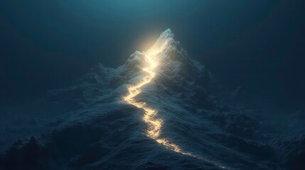 Wall Mural - a glowing path leading to the summit of a mountain peak, symbolizing success, achievement, and progr
