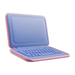 Wall Mural - blue laptop 3d render icon isolated on transparent background cutout