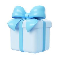 Wall Mural - blue gift box with ribbon 3d render icon isolated on transparent background cutout