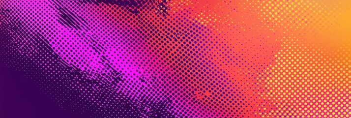 Wall Mural - An abstract composition features a striking combination of purple and orange shades with dotted patterns, evoking a sense of vibrancy and artistic flair, ideal for creative projects