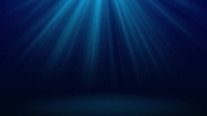Wall Mural - abstract dark blue background with light rays and dust particles.
