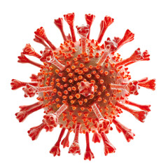 Poster - Detailed depiction of a virus structure showcasing spikes and surface features in high resolution for educational purposes