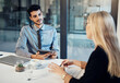 © SometimesNever/peopleimages.com - Interview, discussion and business people in office for hiring process for corporate job. Meeting, recruitment and hr manager with onboarding candidate for career opportunity with company review.
