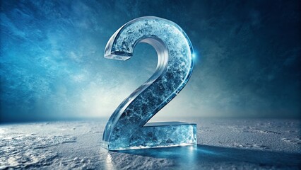 Stunning 3D Illustration of Number 2 with Freezing Effect in Silhouette Style for Unique Creative Projects