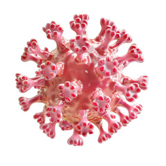 Poster - Detailed illustration of a virus with spiky projections, showcasing its spherical shape and distinctive colors in a scientific context